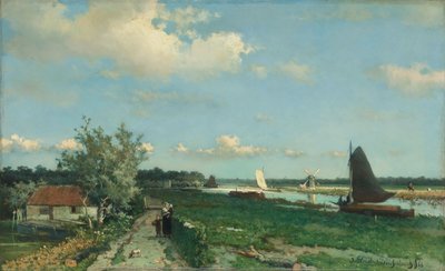 El canal marítimo de Trekvliet, cerca de Rijswijk, conocido como "Vista cerca del puente de Geest". de Johan Hendrik Weissenbruch