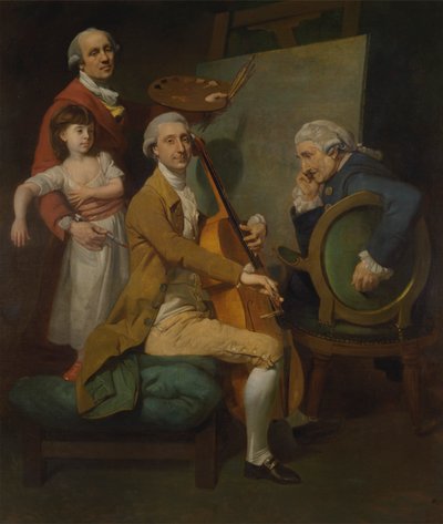 Autorretrato con su hija María Teresa, James Cervetto y Giacobbe Cervetto de Johan Joseph Zoffany RA