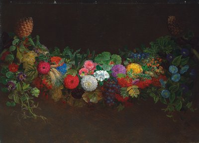 Una magnífica guirnalda de frutas y flores de Johan Laurents Jensen