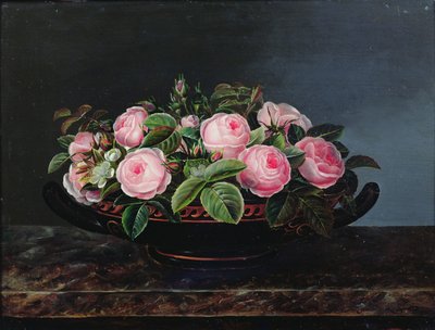 Naturaleza Muerta de Rosas Rosadas de Johan Laurents Jensen