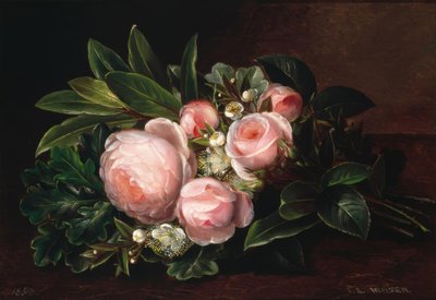 J.L. Jensen, bodegón de rosas de Johan Laurentz Jensen