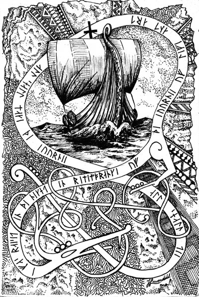 Barco largo rúnico nórdico de Johan Liewendahl