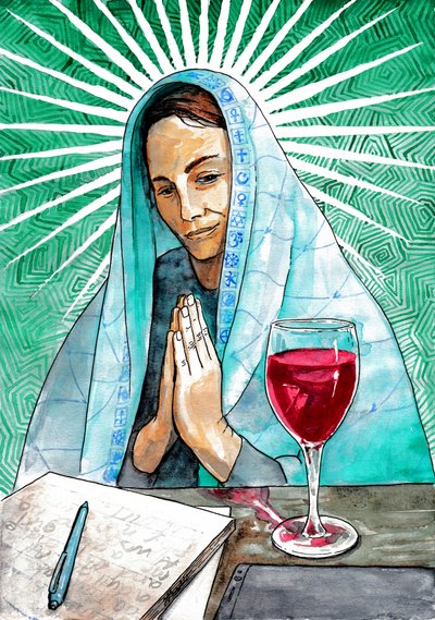 Mujer espiritual en actitud contemplativa de Johan Liewendahl