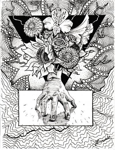 Reflejo floral surrealista de una mano de Johan Liewendahl