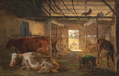 Cobertizo para vacas en una granja en Vejby, Zelanda de Johan Thomas Lundbye