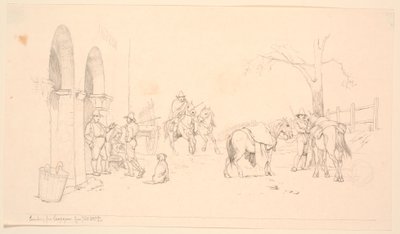 Campesinos fuera de una quesería de Johan Thomas Lundbye