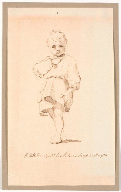 Un niño pequeño de pie de Johan Thomas Lundbye