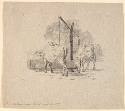 La gallina y la vaca. Ilustración para "Fábulas para niños" de Kaalund. Ver comentario del catálogo de archivos. de Johan Thomas Lundbye
