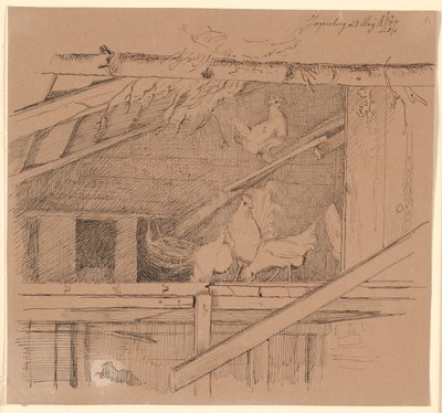 Gallinas en un Ático de Johan Thomas Lundbye