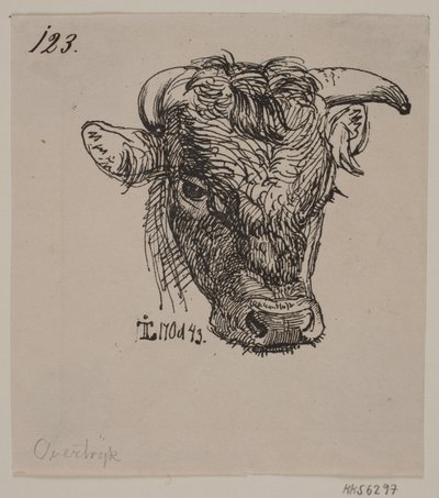 Cabeza de un joven toro de Johan Thomas Lundbye