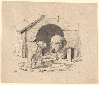 El cachorro. Ilustración de "Fábulas para niños" de Kaalund de Johan Thomas Lundbye