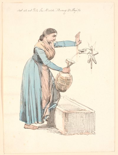 Mujer italiana recogiendo agua en una fuente de Johan Thomas Lundbye
