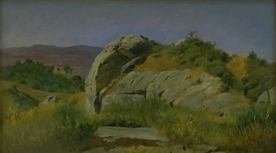Paisaje con rocas en primer plano. Civitella, Italia de Johan Thomas Lundbye
