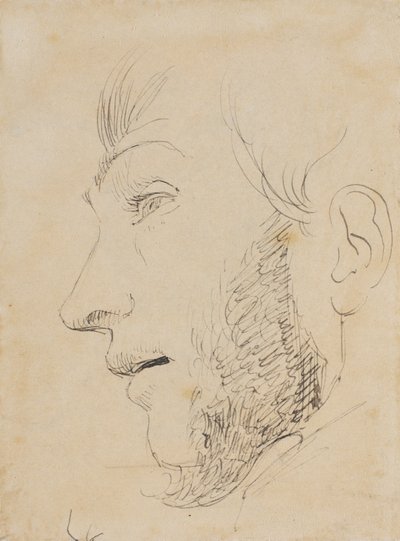 Retrato de hombre de perfil hacia la izquierda, visto desde abajo de Johan Thomas Lundbye
