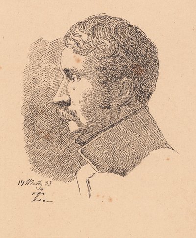 Retrato de perfil del hermano mayor del artista, ministro de guerra y coronel C.C. Lundbye de Johan Thomas Lundbye
