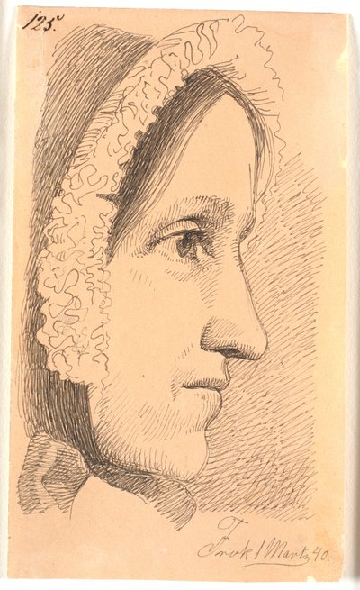 Retrato de perfil hacia la derecha de la madre del artista de Johan Thomas Lundbye