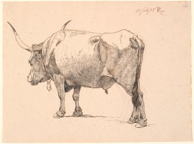 Toro romano con campana en el cuello, visto desde atrás de Johan Thomas Lundbye