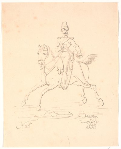 Soldado a caballo, mirando a la izquierda de Johan Thomas Lundbye