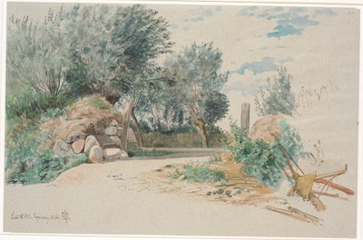 Cercas de piedra con una puerta abierta de Johan Thomas Lundbye