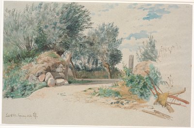 Cercas de piedra con una puerta abierta de Johan Thomas Lundbye