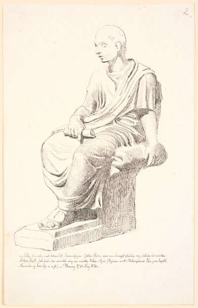 Estudio de una figura de un hombre sentado de Johan Thomas Lundbye