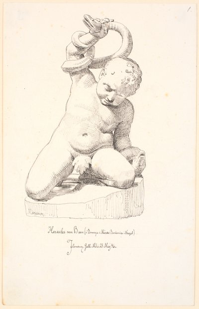 Estudios de una figura de un niño con una serpiente de Johan Thomas Lundbye