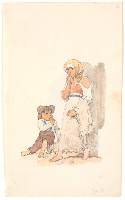 Niños mendigos, mordiendo pan de Johan Thomas Lundbye
