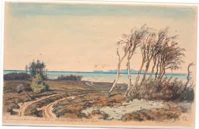 Vista hacia Kullen desde la costa entre Odinshøj y Hornbæk de Johan Thomas Lundbye
