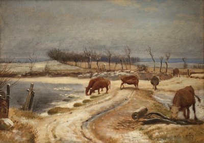 Abrevando el ganado en un día de invierno de Johan Thomas Lundbye