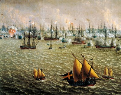 Batalla de Skargard entre las flotas sueca y rusa por el dominio de Suecia sobre Finlandia, 10 de julio de 1790 de Johan Tietrich Schoultz