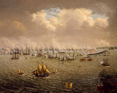 Batalla de Skargard entre las flotas sueca y rusa por el dominio de Suecia sobre Finlandia, 10 de julio de 1790 de Johan Tietrich Schoultz