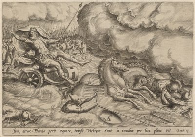 El cruce del Mar Rojo de Johan Wierix, after Maarten van Cleef