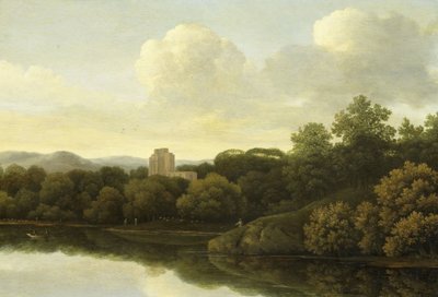 Paisaje arbolado con río de Johan de Lagoor (attributed to)
