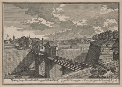 Vista del Wöhrder Türlein de Núremberg desde el oeste de Johann Adam Delsenbach