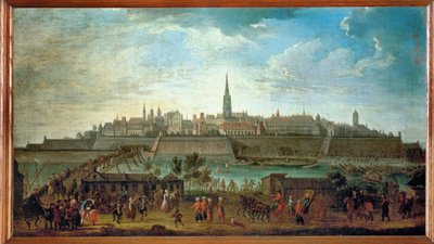 Viena vista desde la Rotenturm-Gate ... (óleo sobre lienzo) de Johann Adam Delsenbach