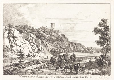Vista de St. Helena y del castillo Rauhenstein en Baden de Johann Adam Klein