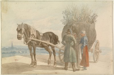 Campesinos austriacos con un caballo y un carro, con Viena a lo lejos de Johann Adam Klein