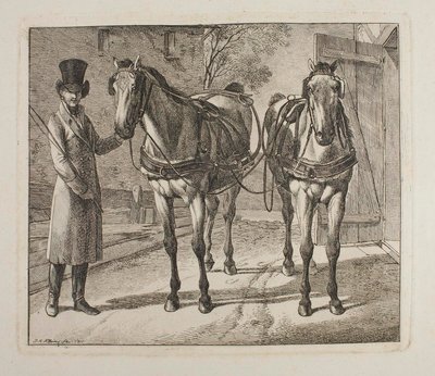 Caballos de carruaje con arneses de Johann Adam Klein