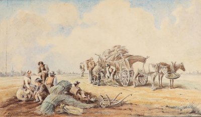 Johann Adam Klein Coche de caballos y trabajadores del campo descansando de Johann Adam Klein