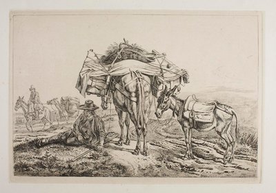 Mula cargada en la Campaña romana de Johann Adam Klein
