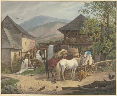 Molino de corte y molienda en el valle de Stickelberg, cerca de Wiener Neustadt, en la frontera húngara de Johann Adam Klein