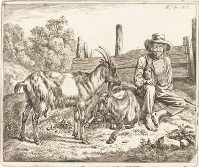 Pastor con dos cabras de Johann Adam Klein