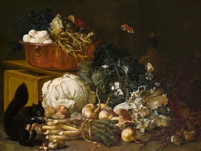 Naturaleza muerta con ardilla (óleo sobre lienzo) de Johann Amandus Wink