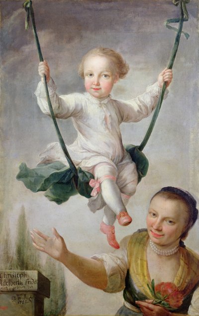 Christoph Adalbert Friedrich von Stein en un Columpio, 1768 de Johann Andreas Herrlein