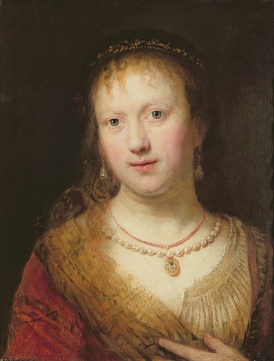 Retrato de Saskia, después de una pintura de su esposo Rembrandt Harmens. van Rign (1606-69) Johann Andreas Joseph Francke (1756-1804) de Johann Andreas Joseph Francke