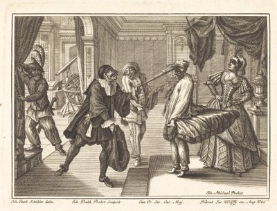 Arlequín en la casa del Dr. Polovard de Johann Balthasar Probst after Johann Jacob Schübler