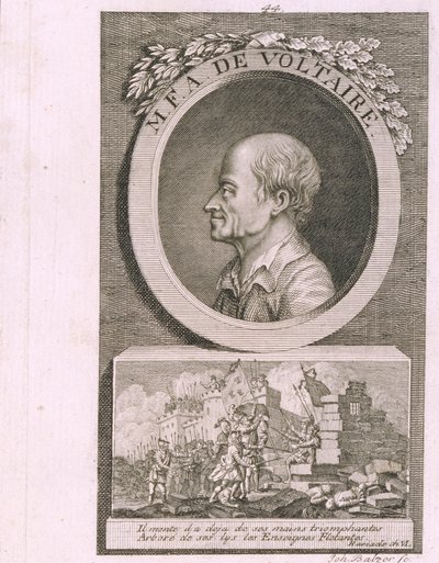 Retrato del escritor, ensayista y filósofo François Marie Arouet de Voltaire 1694-1778 de Johann Balzer