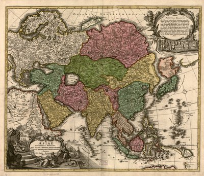 Asiae recentissima delineatio, qua status et imperia totius orientis unacum orientalibus indiis exhibentur LOC 2007627524 de Johann Baptist Homann