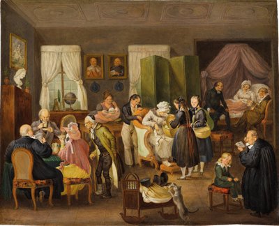 Visita a la casa del pastor protestante para el bautismo, 1828 de Johann Baptist Pflug