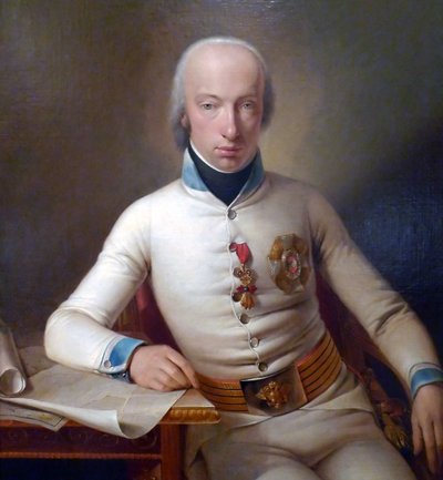 Retrato del archiduque Carlos, duque de Teschen, con uniforme de coronel del regimiento de infantería nº 3. (1771-1847) de Johann Baptist Seele